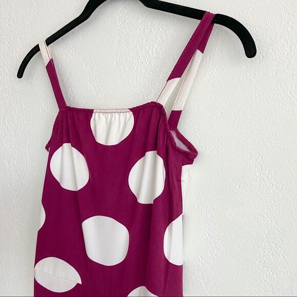 Capella Burgundy Polka Dot Cropped Leg Jumpsuit Size Medium - Picture 3 of 10